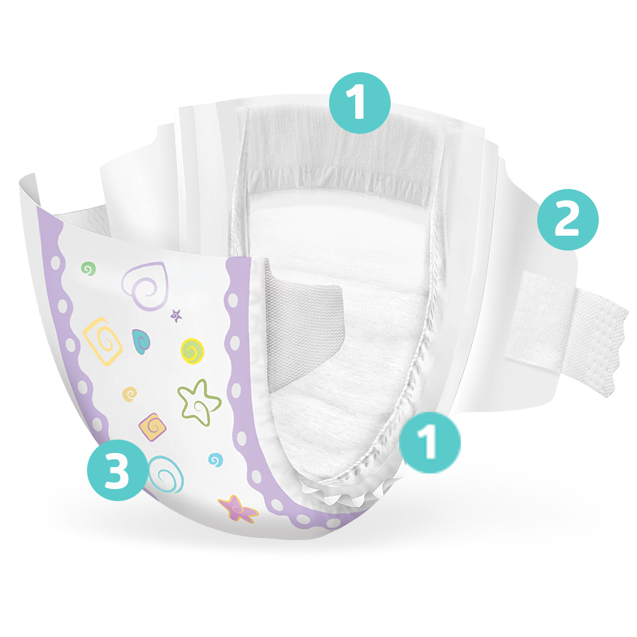 2 modified pampers baby-dry size(6) 35+Lbs with (double tabs)