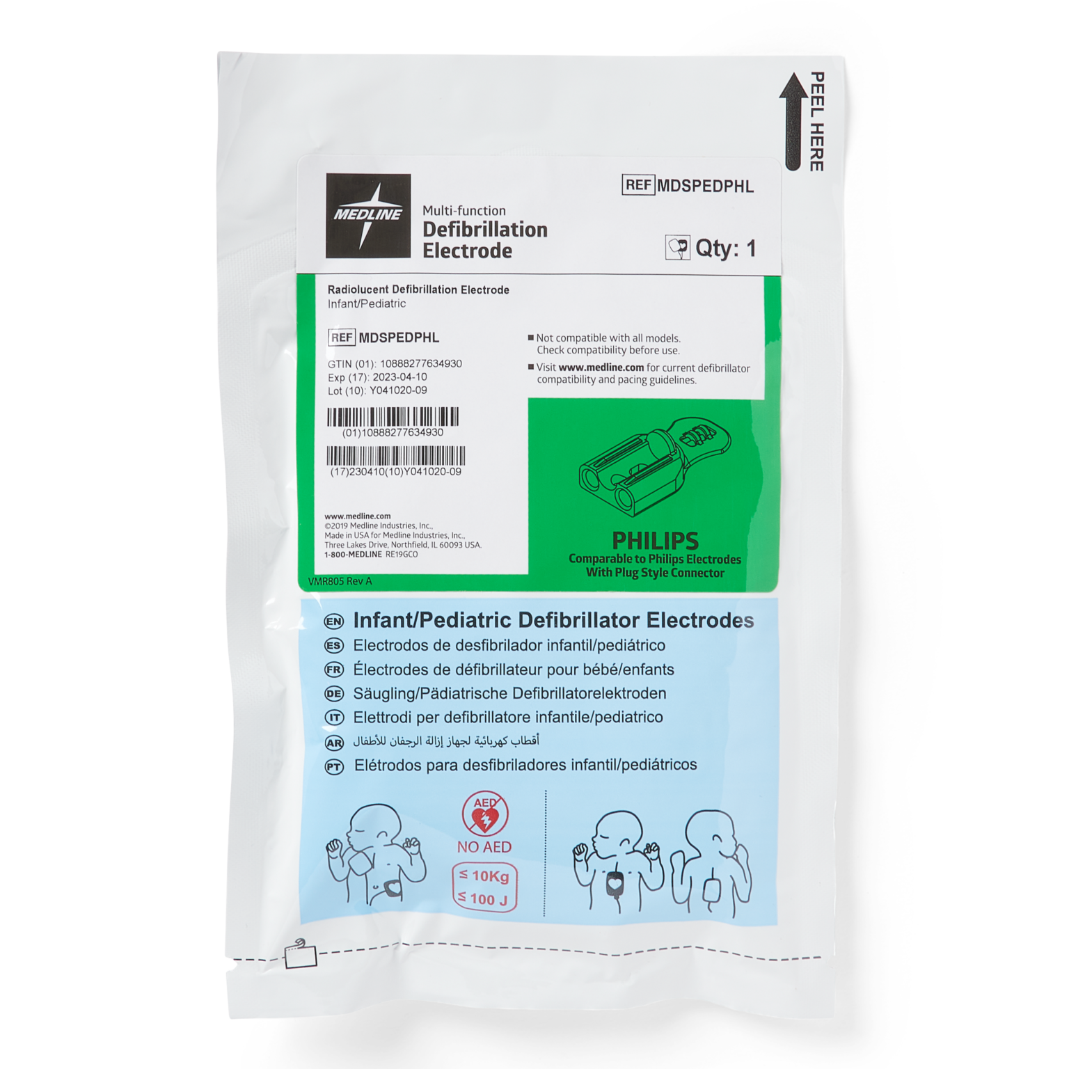 Medline Radiolucent / Radiotransparent Defibrillator Electrode Pads