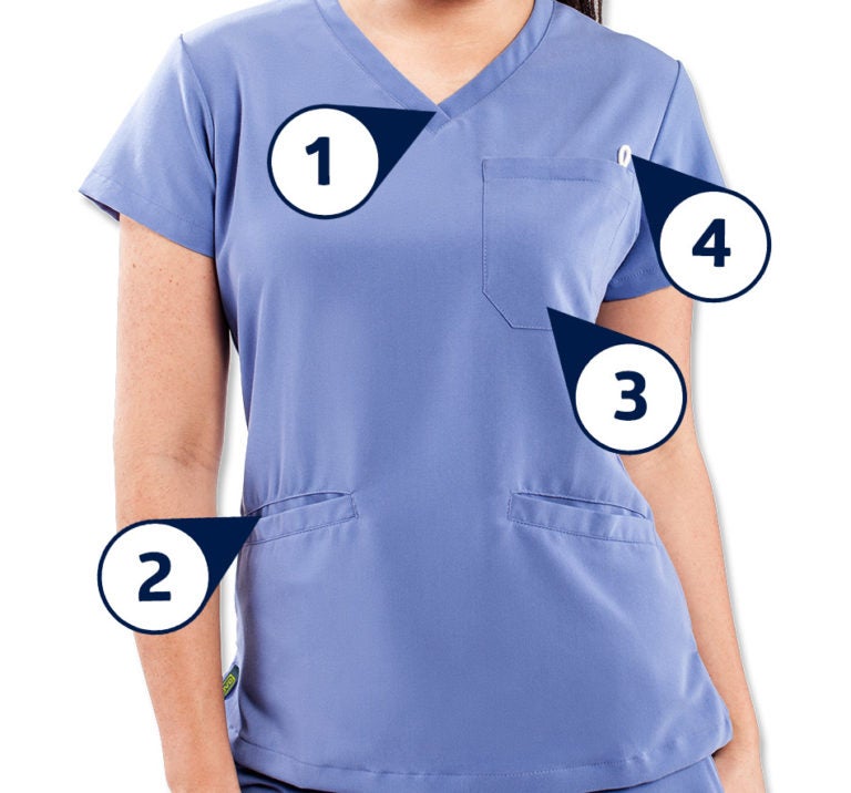 Berkeley AVE Women's Stretch Tunic Scrub Tops with Pockets Medline